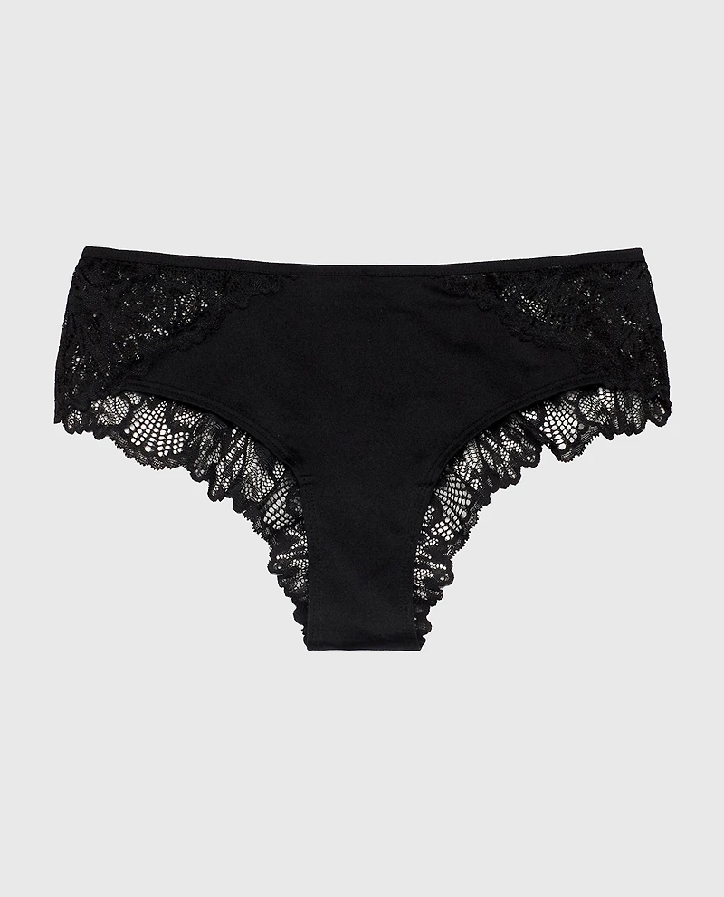 Allover Lace Cheeky Panty Tuxedo Black