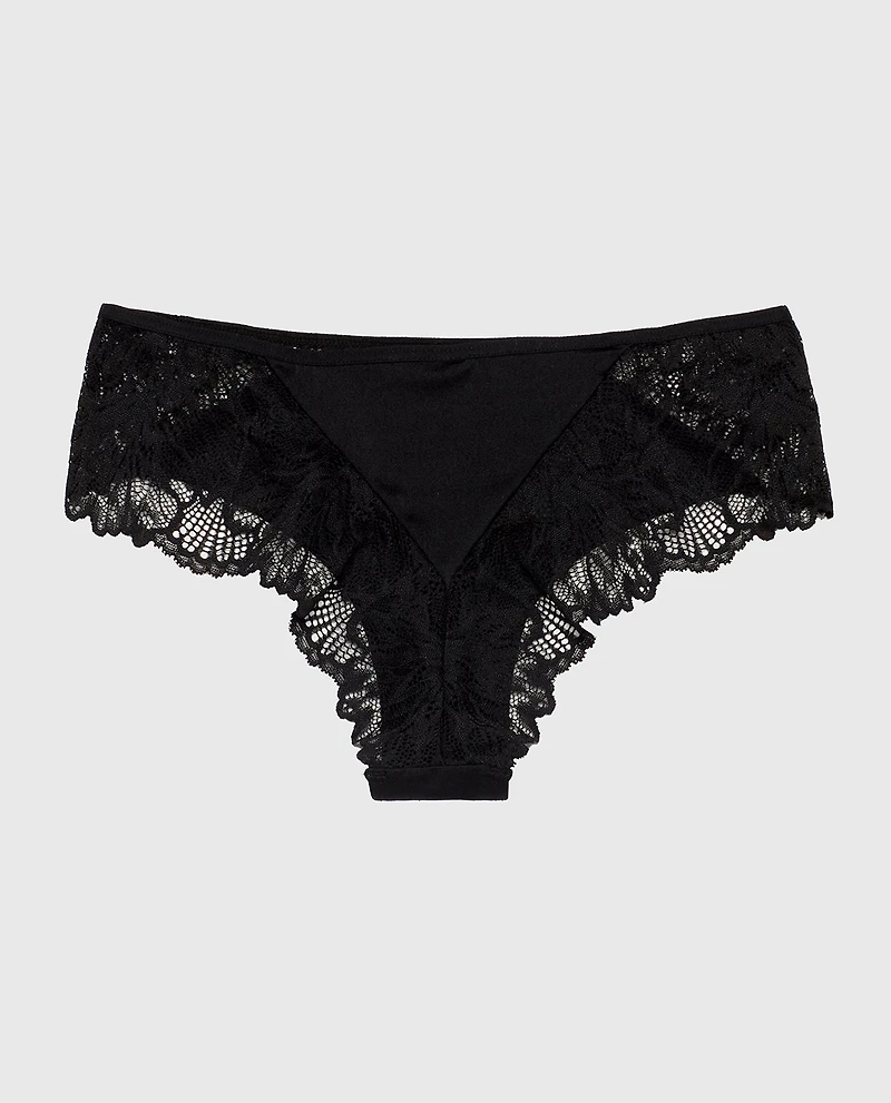 Allover Lace Cheeky Panty Tuxedo Black