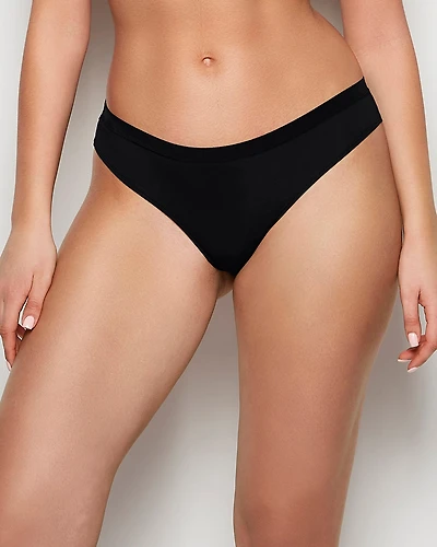 Thong Panty with Vanishing Trim Tuxedo Black
