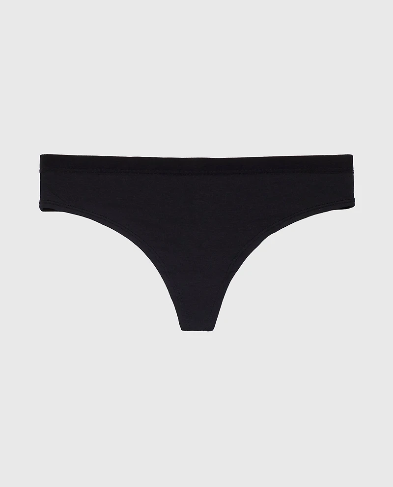 Thong Panty with Vanishing Trim Tuxedo Black