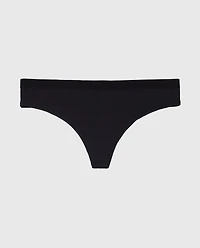 Thong Panty with Vanishing Trim Tuxedo Black