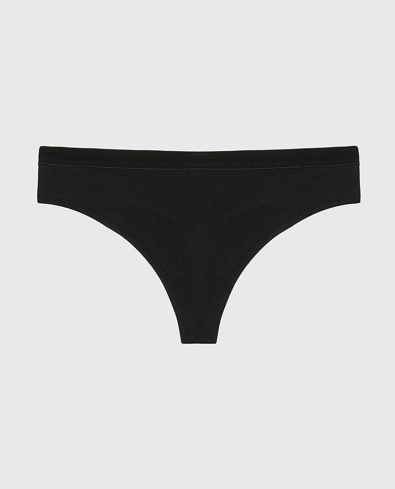 Thong Panty with Vanishing Trim Tuxedo Black