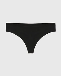 Thong Panty with Vanishing Trim Tuxedo Black
