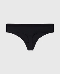 Thong Panty with Vanishing Trim Tuxedo Black