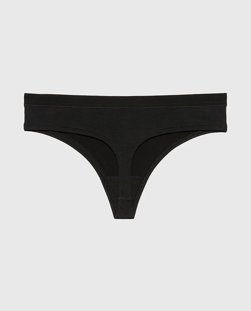 Thong Panty with Vanishing Trim Tuxedo Black