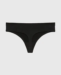 Thong Panty with Vanishing Trim Tuxedo Black