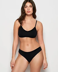 Thong Panty with Vanishing Trim Tuxedo Black