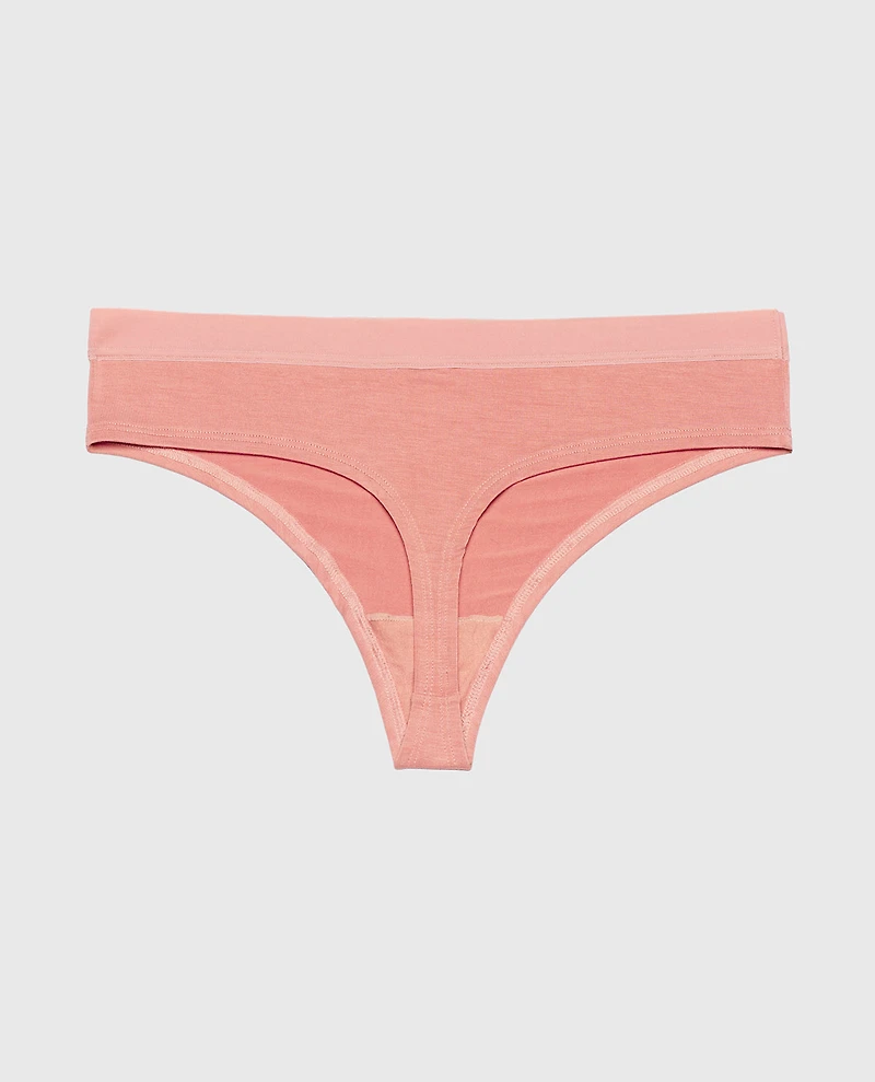 Thong Panty With Vanishing Trim Old Rose