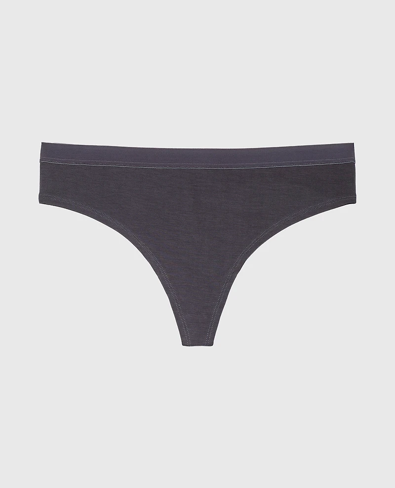 Thong Panty With Vanishing Trim Ebony