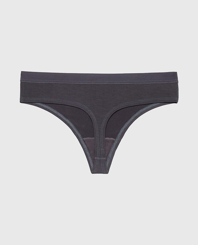 Thong Panty With Vanishing Trim Ebony