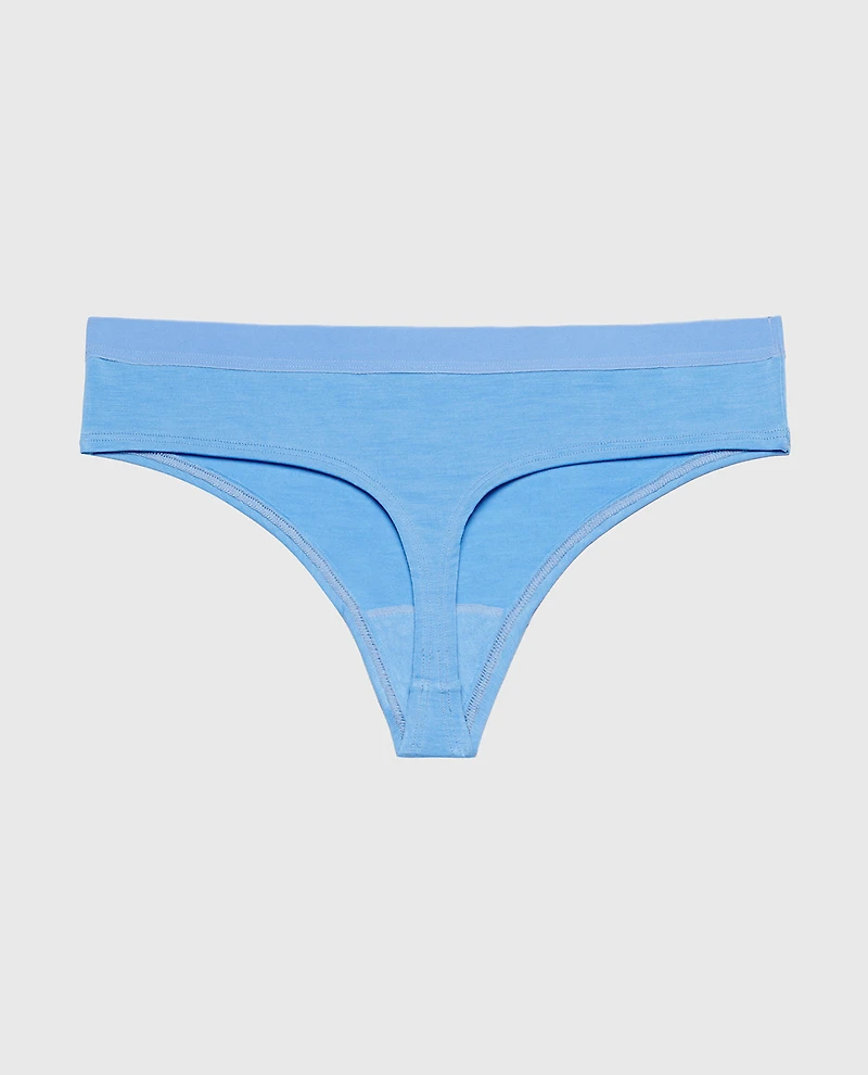 Thong Panty With Vanishing Trim Azure Blue