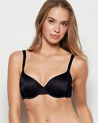 Lightly Lined Full Coverage Bra with Lace Tuxedo Black