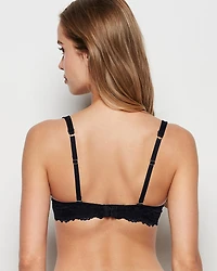 Lightly Lined Full Coverage Bra with Lace Tuxedo Black