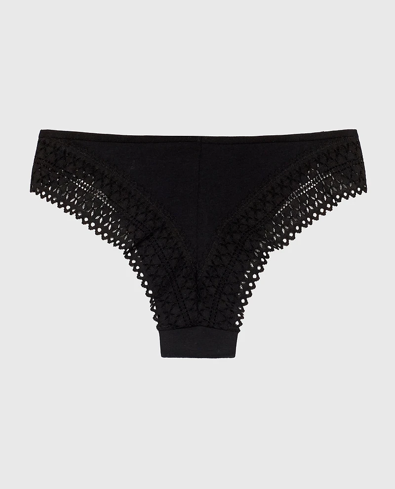 Cheeky Panty with Lace Trim Tuxedo Black