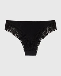 Cheeky Panty with Lace Trim Tuxedo Black