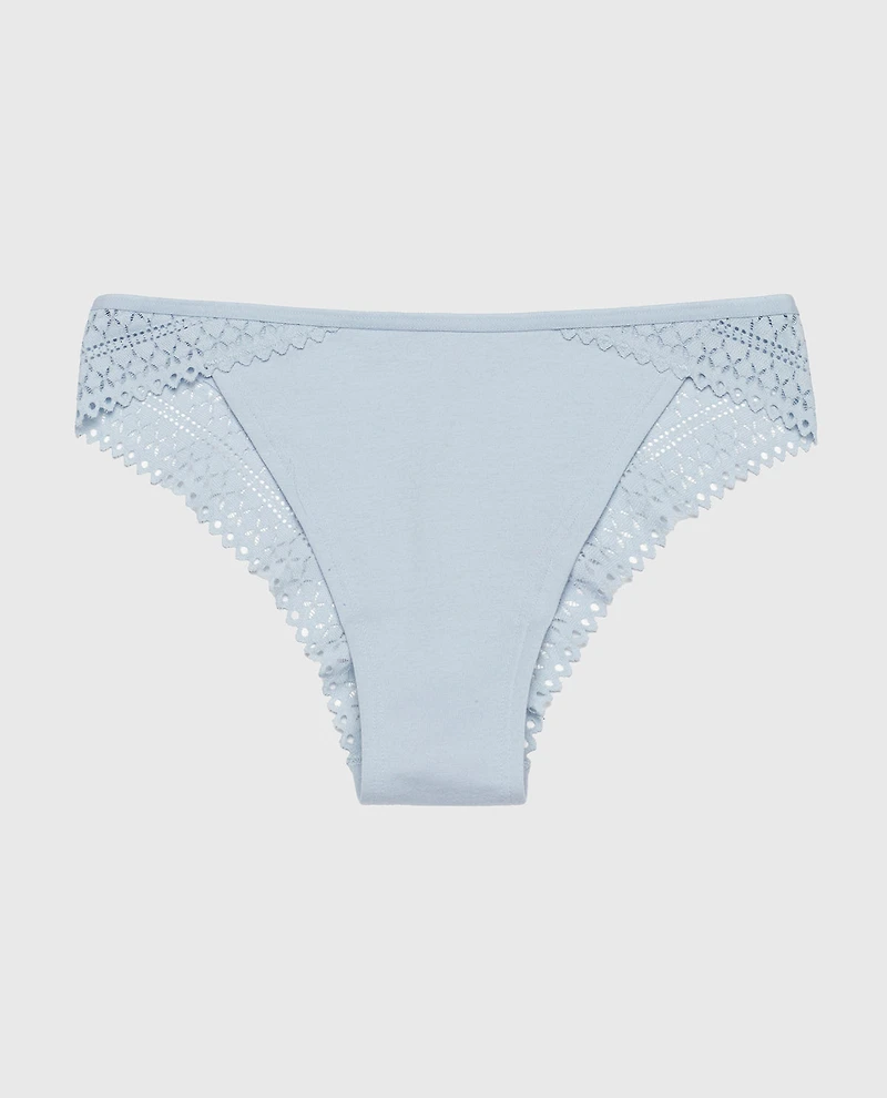 Cheeky Panty with Lace Trim Subdued Blue