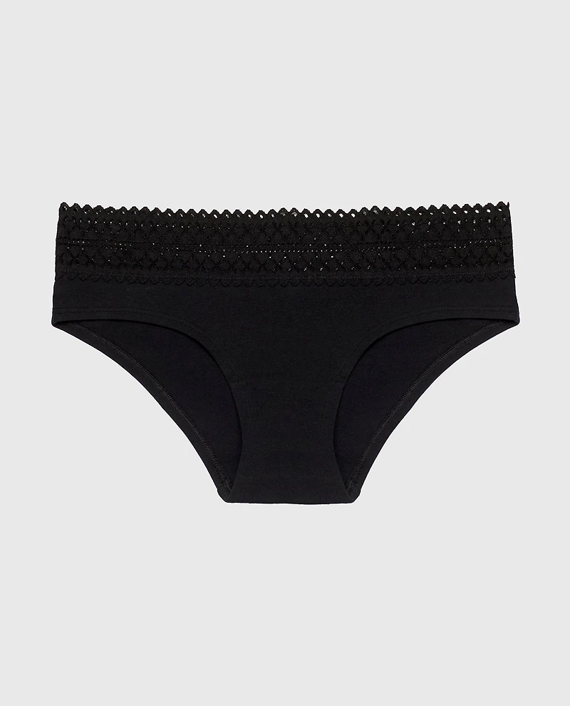 Hipster Panty with Lace Trim Tuxedo Black