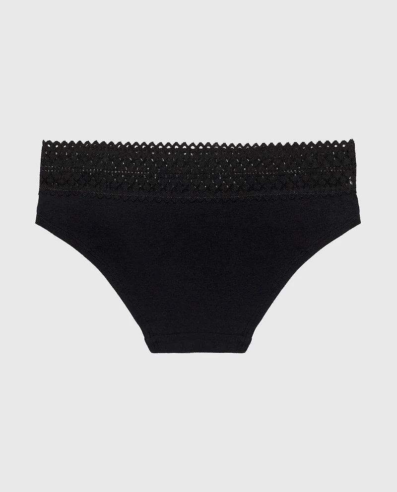 Hipster Panty with Lace Trim Tuxedo Black