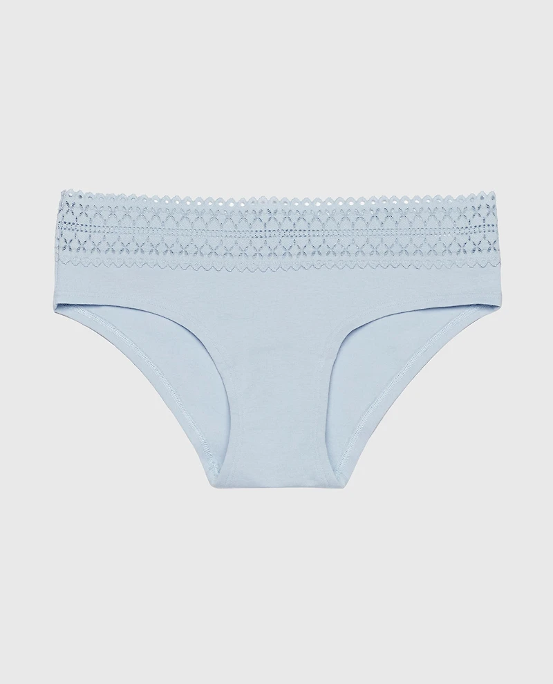 Hipster Panty with Lace Trim Subdued Blue
