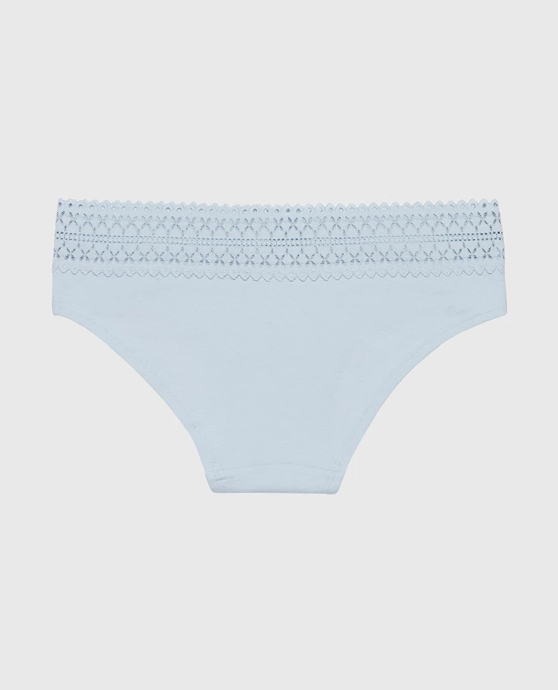 Hipster Panty with Lace Trim Subdued Blue