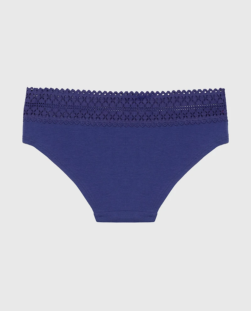 Hipster Panty with Lace Trim Dusk Blue