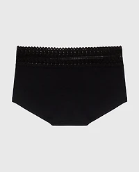 Boyshort Panty with Lace Trim Tuxedo Black