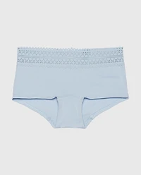 Boyshort Panty with Lace Trim Subdued Blue