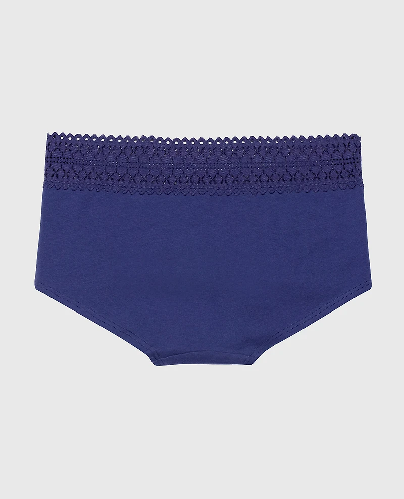 Boyshort Panty with Lace Trim Dusk Blue