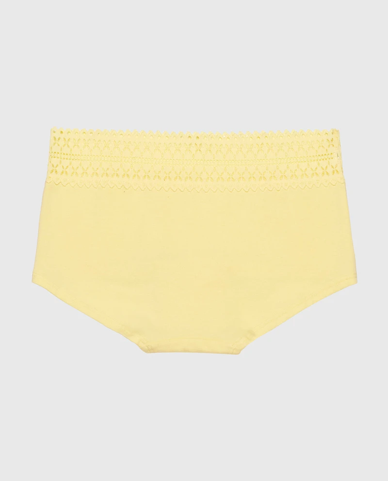 Boyshort Panty with Lace Trim Mellow Yellow