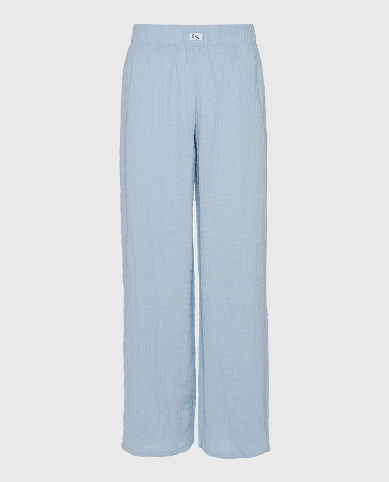 Pantalon de nuit texturé bleu tamisé