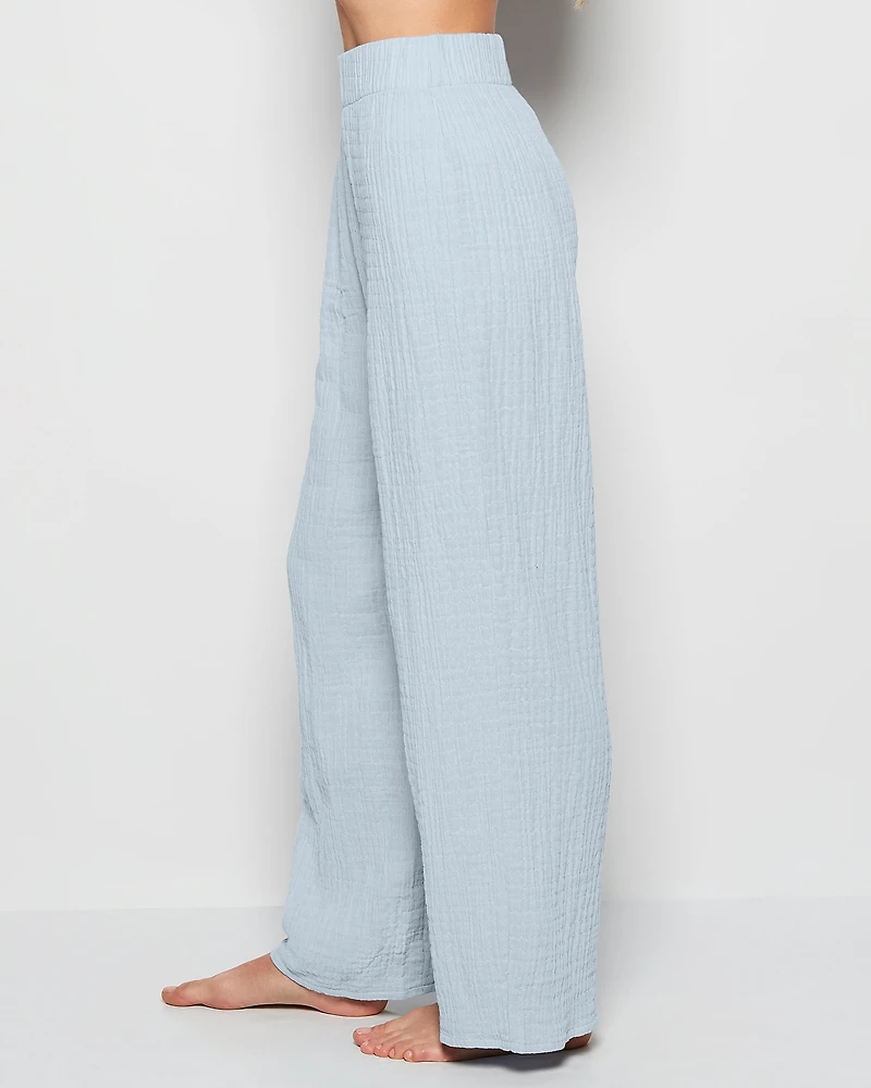 Textured Pajama Pants Subdued Blue