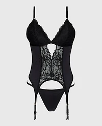 Lace and Microfiber Merrywidow Tuxedo Black