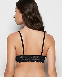 Allover Lace Push Up Bra Tuxedo Black