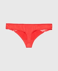 Thong Panty with Lace Micro Trim Tart Berry
