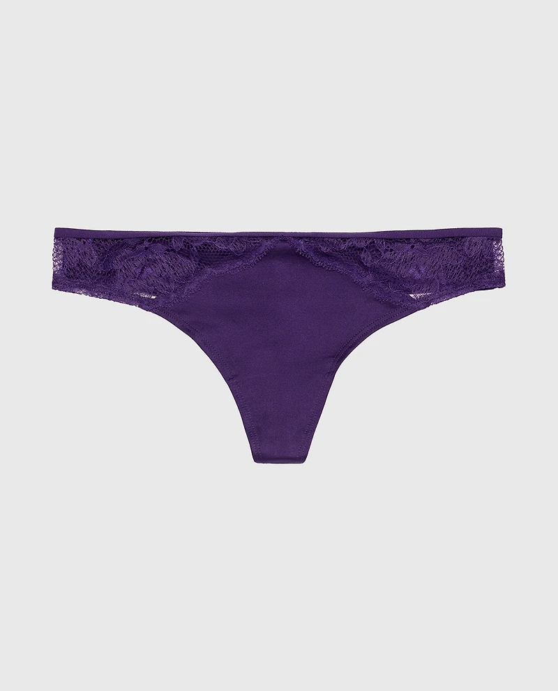 Thong Panty with Lace Micro Trim Petunia Purple