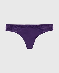Thong Panty with Lace Micro Trim Petunia Purple