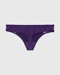 Thong Panty with Lace Micro Trim Petunia Purple