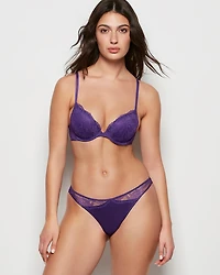 Thong Panty with Lace Micro Trim Petunia Purple