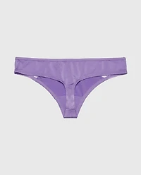 Thong Panty with Lace Micro Trim Paisley Purple