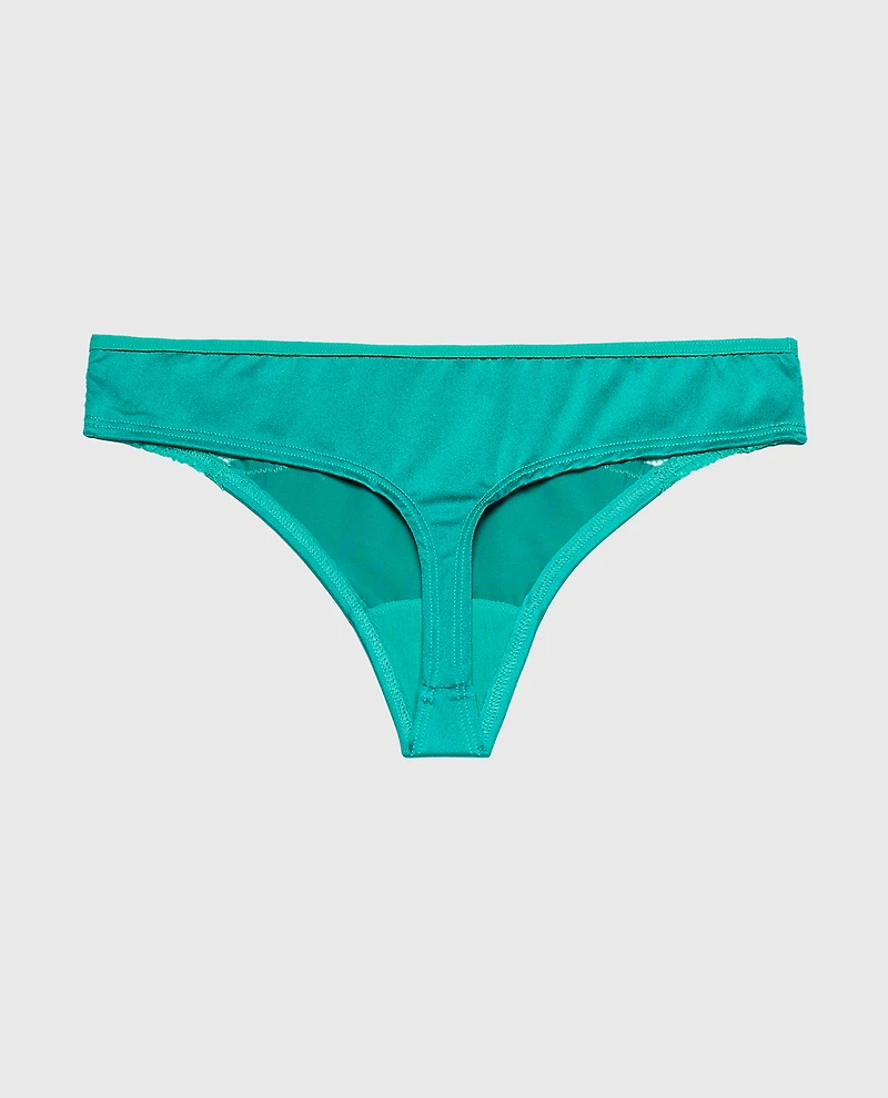 Thong Panty With Lace Micro Trim Dynasty Green