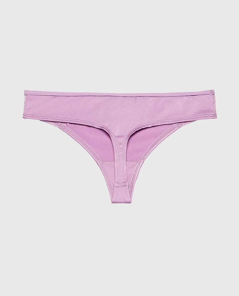 Thong Panty With Lace Micro Trim Regal Orchid