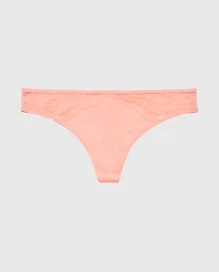 Thong Panty with Lace Micro Trim Peach Fizz