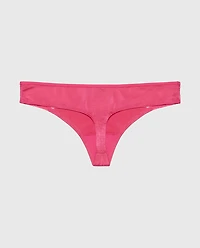 Thong Panty with Lace Micro Trim Raspberry Rose