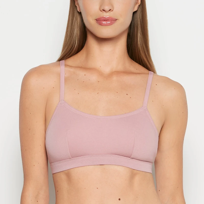 Cotton Scoop Bralette Sheer Mauve