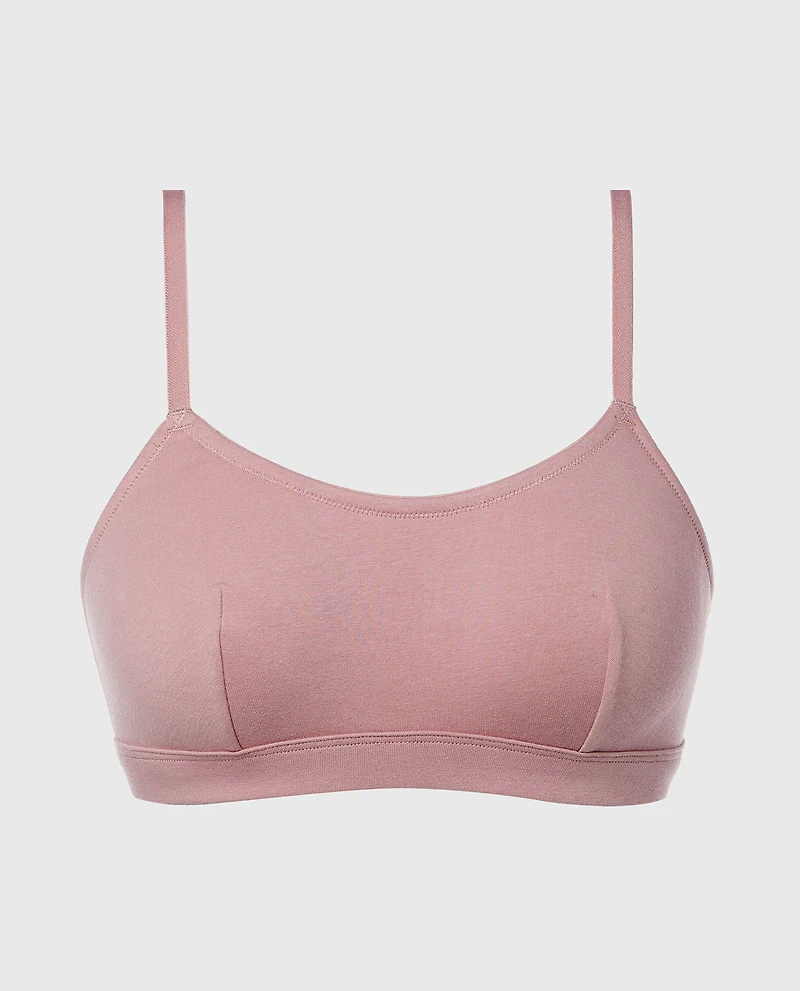 Cotton Scoop Bralette Sheer Mauve