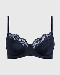Soutien-gorge balconnet en Marine foncé