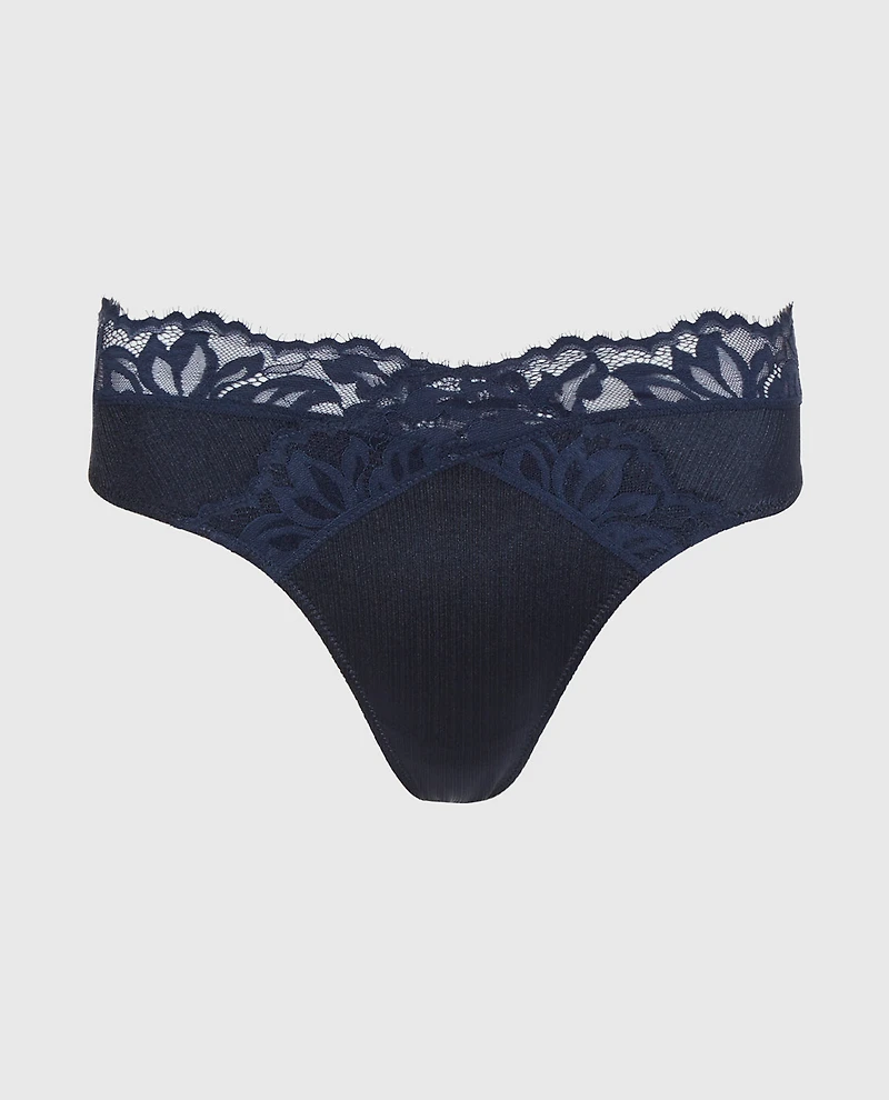 Lace Thong Panty Dark Navy