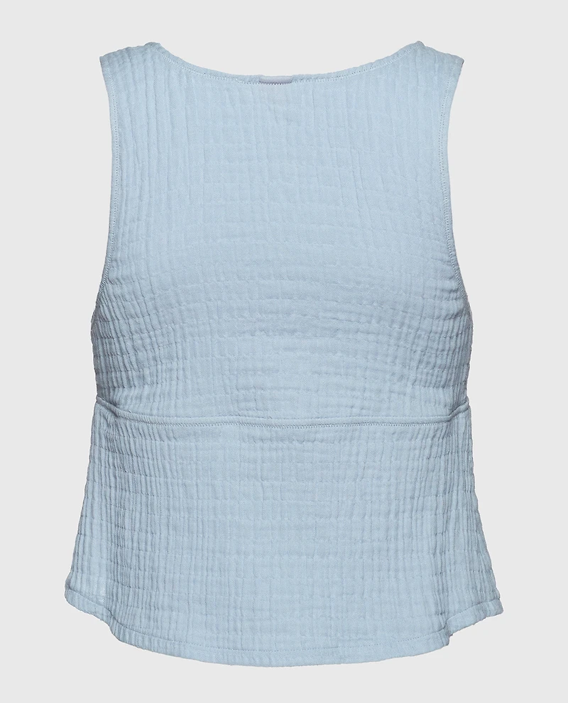 Textured Pajama Tank Subdued Blue