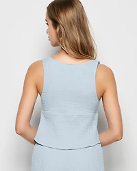Textured Pajama Tank Subdued Blue