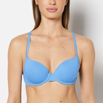 Lightly Lined Demi Cotton bra Azure Blue